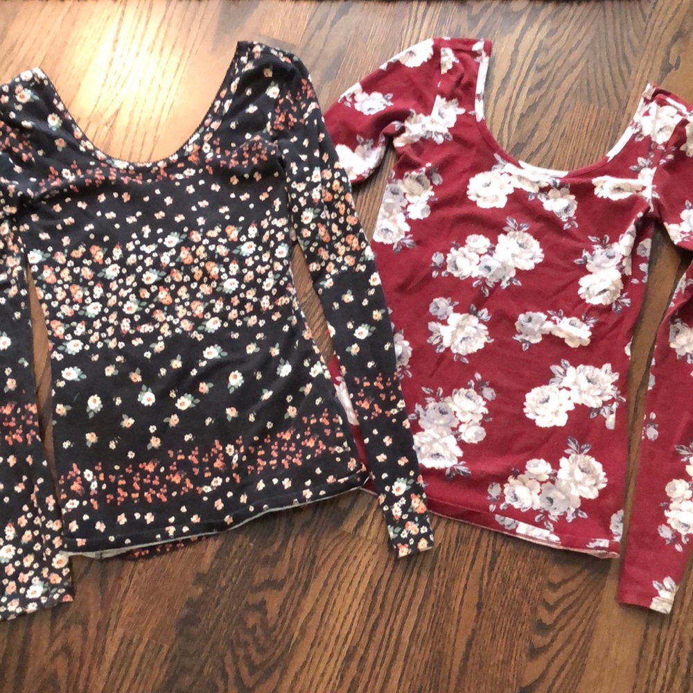 Two cute, tight, long sleeve tops